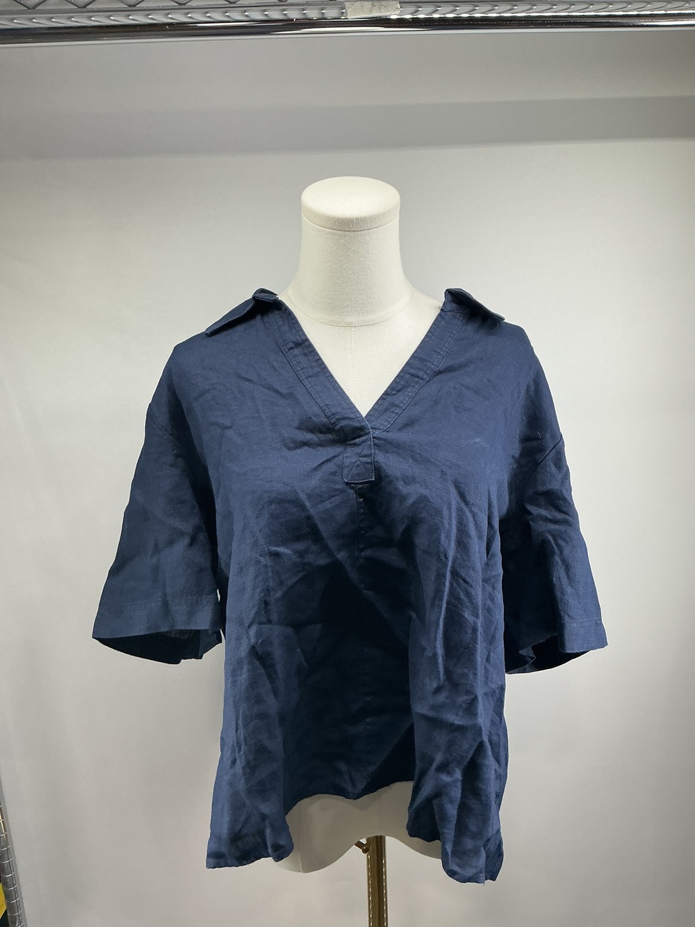 100% European Linen Short Sleeve Popover Top